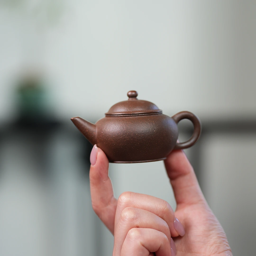 井礼柴烧 水平壶紫砂壶 柴烧原矿红降坡泥手工小容量文人小品70cc