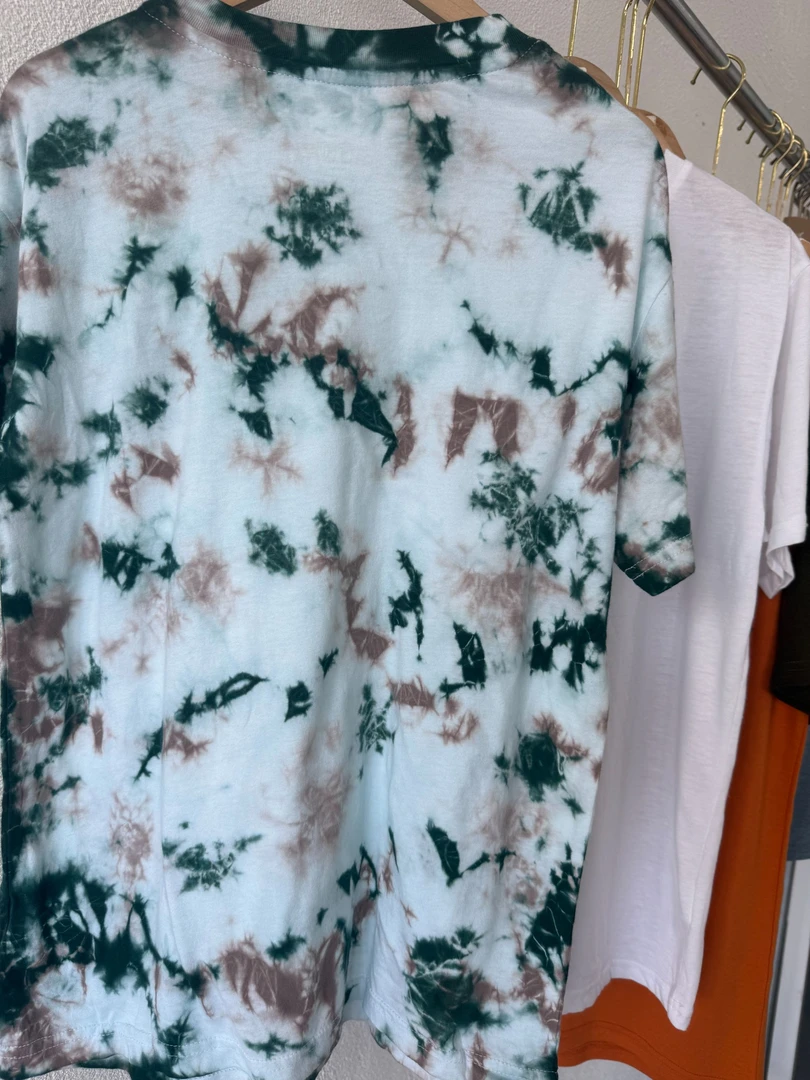 绿色扎染短袖休闲白色女士夏季