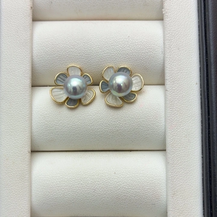 耳饰海水珍珠银S925镶嵌