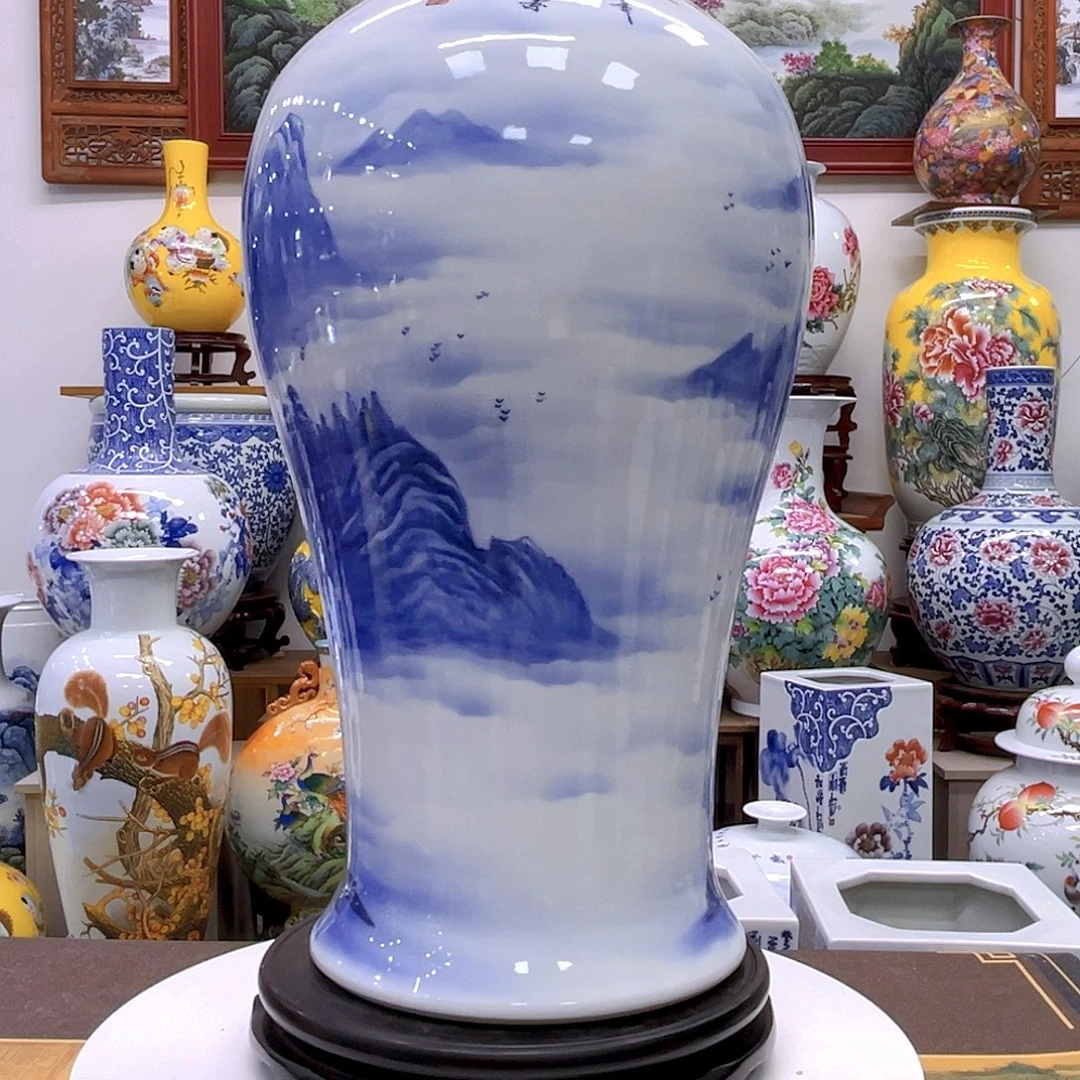 奉***琴白泥花瓶确保手工手绘