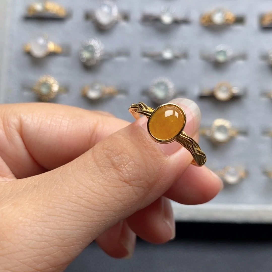 翡翠戒指银S925镶嵌伏***猫戒指