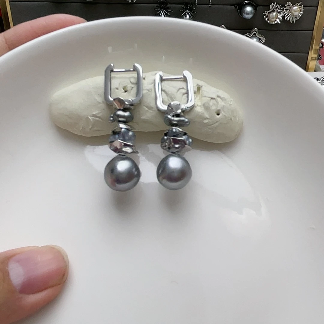 海水珍珠耳饰银S925镶嵌一****儿