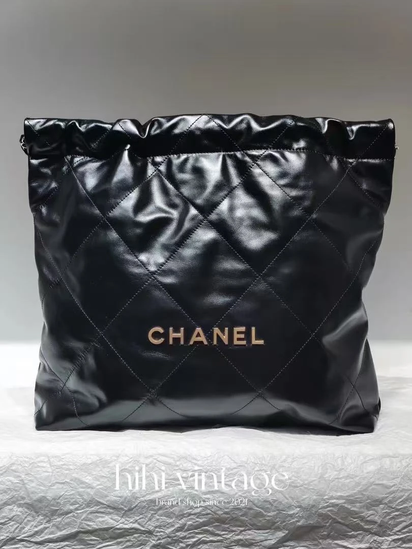 99新 Chanel/香奈儿 HIHI/黑金中号22bag中号/
