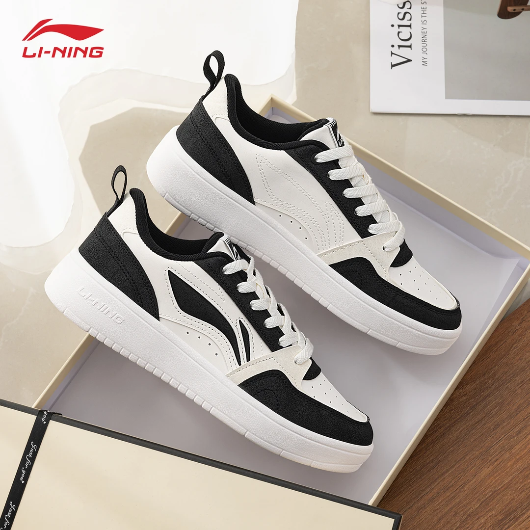李宁元宝2板鞋女鞋2025春季低帮轻便运动黑白潮鞋透气百搭休闲鞋