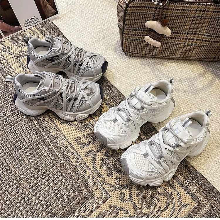 安踏联名部派厚底绑带老爹鞋女2025春季新款小个子增高显瘦百搭轻