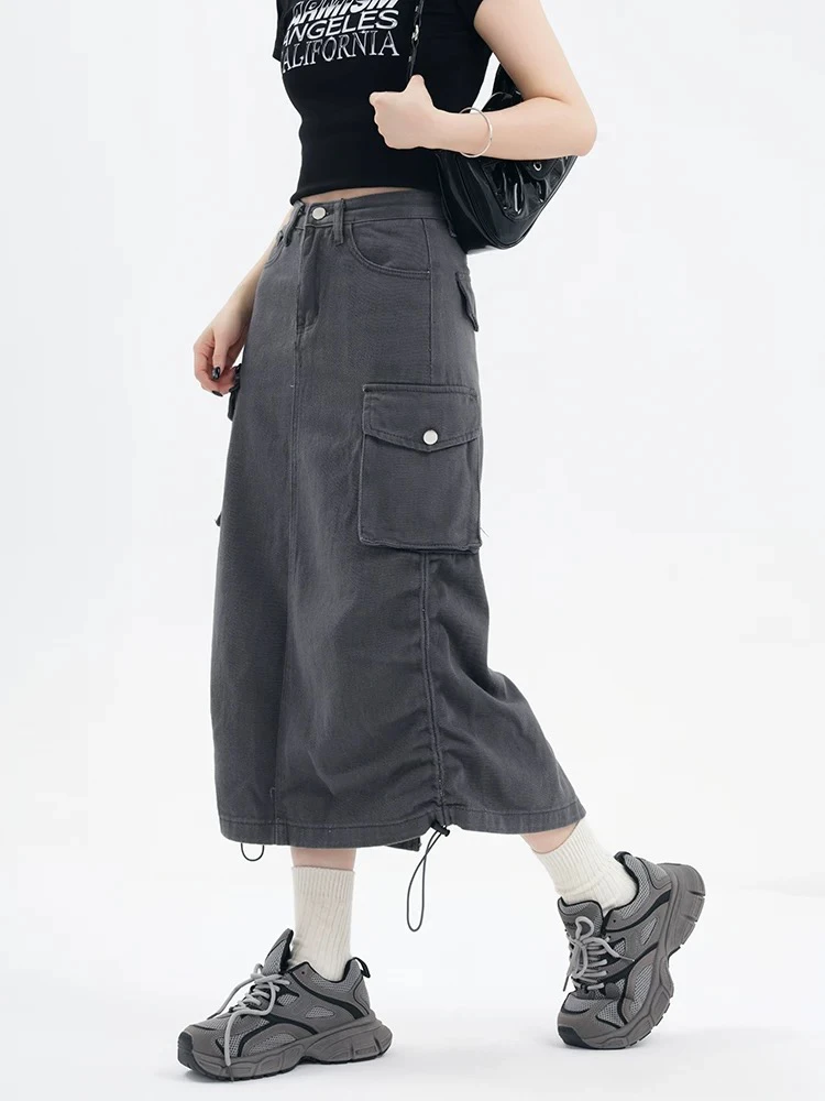 ins大码牛仔半身裙美式