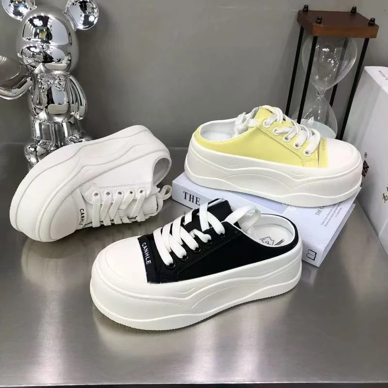 【现货】【运费险】丑萌大头鞋女2025年新款厚底休闲鞋黑色板鞋WJ