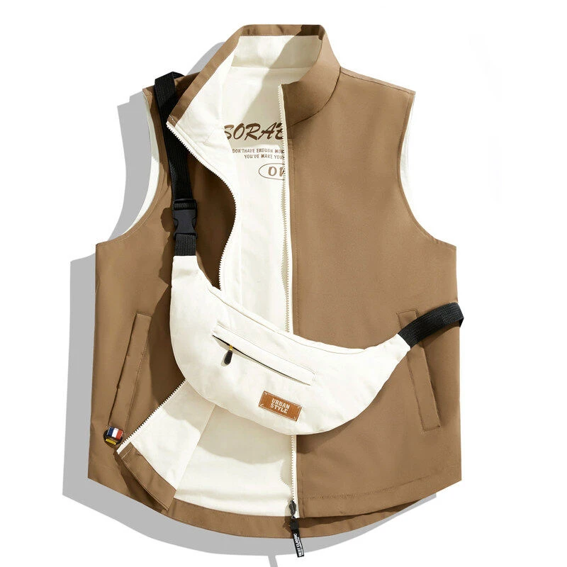 户外男双面马甲两面穿立领坎肩防风外套情侣休闲夹克送包包MJ2518