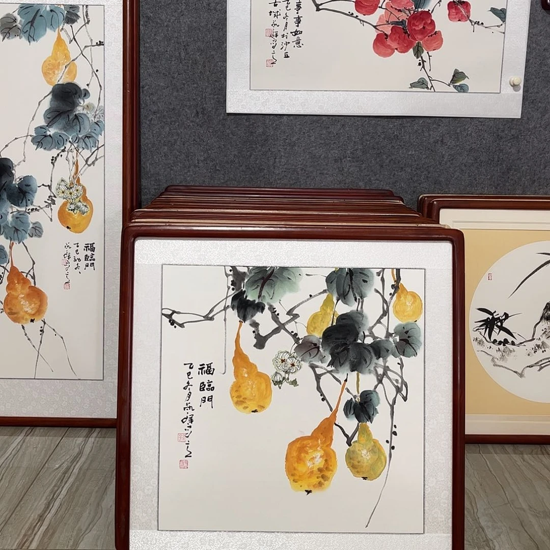 国画书画作品带框63×63