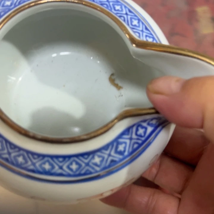 云***隐杯景德镇陶瓷青花玲珑家采公道杯