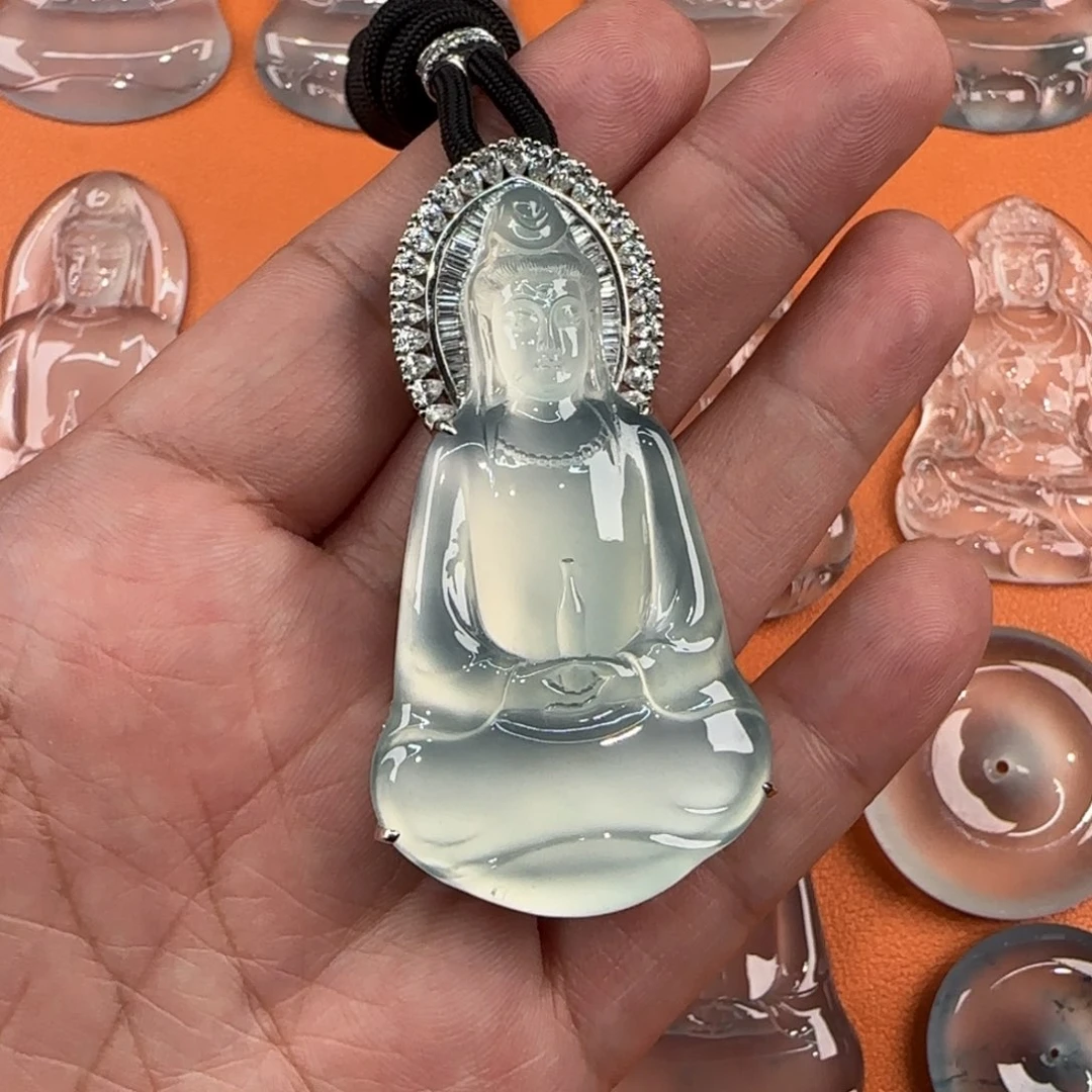 定制翡翠18K金镶嵌天然