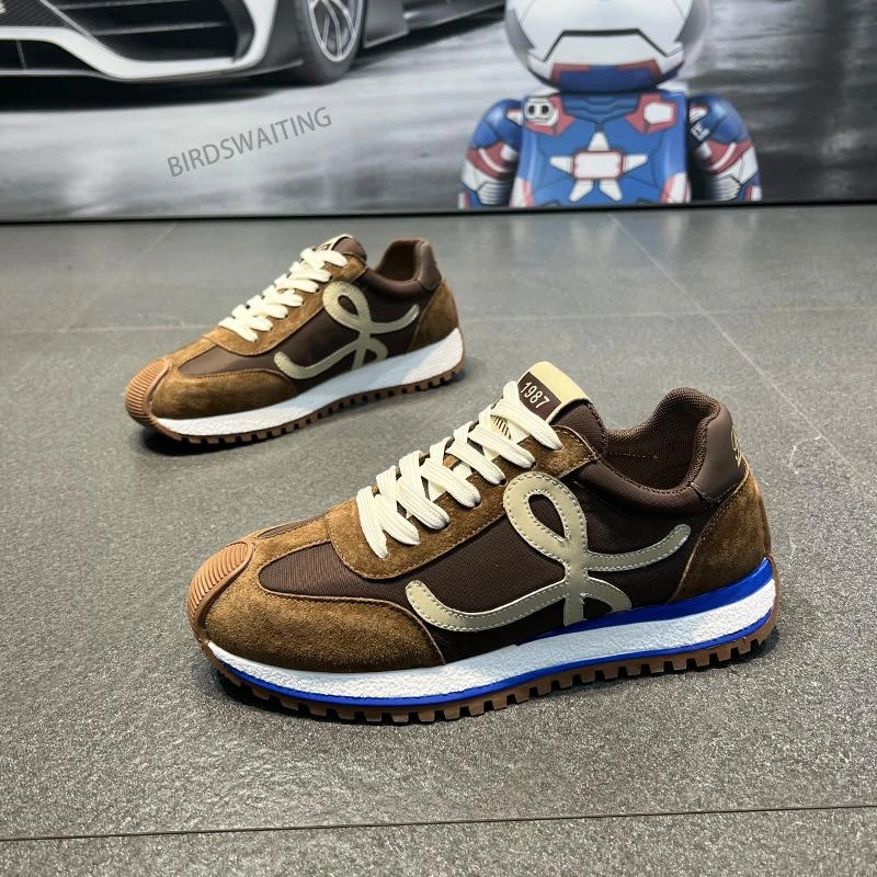 A.D Hepburn阿甘鞋2025春秋新款拼色男士休闲鞋德训鞋系带低帮潮