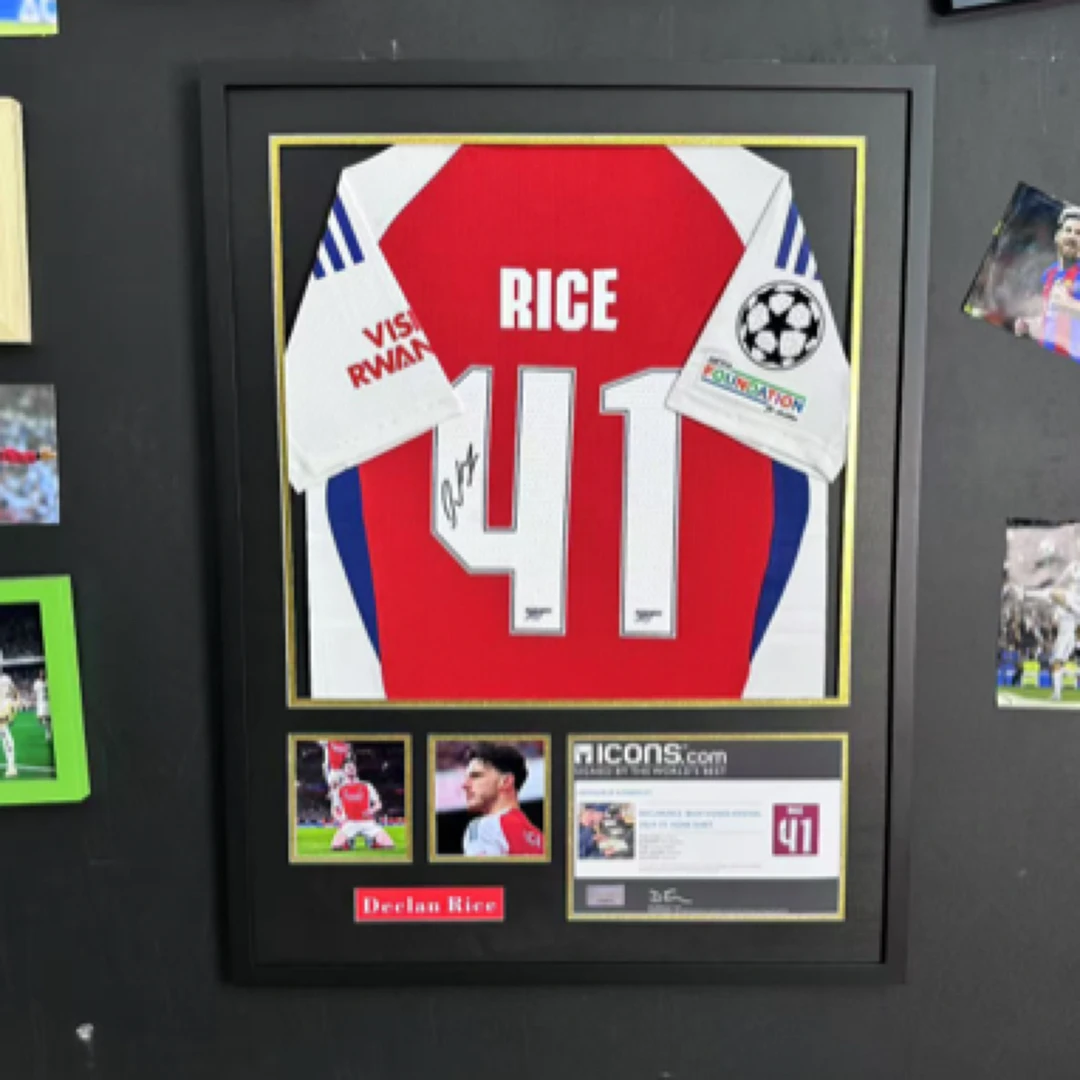 阿森纳签名球衣高清装裱赖斯41号萨卡7号亨利14号高端实木框装裱