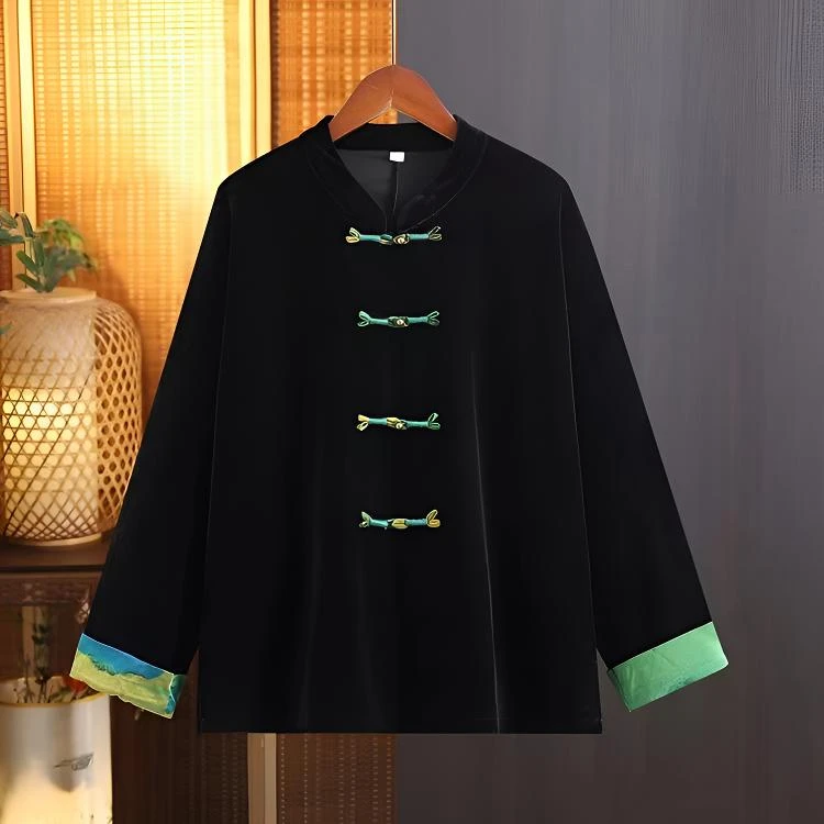 秋季 新中式国风气质丝绒上衣外套复古宽松