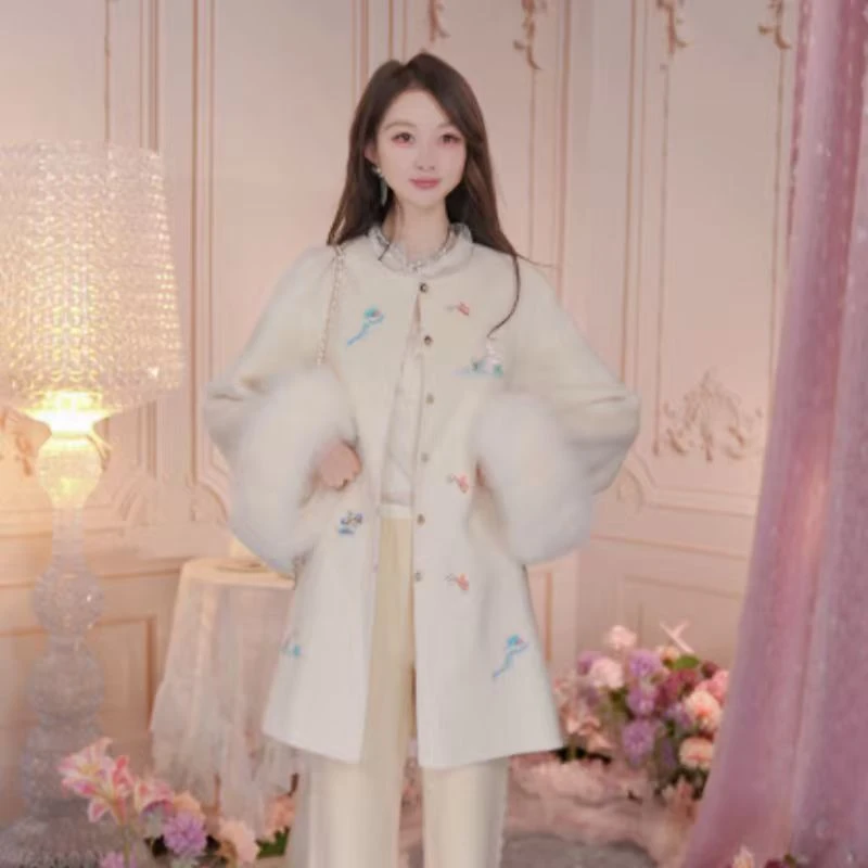 【蜜思仝专属】朝峰新款气质显瘦典雅外套大衣女FJF5F615-6120V