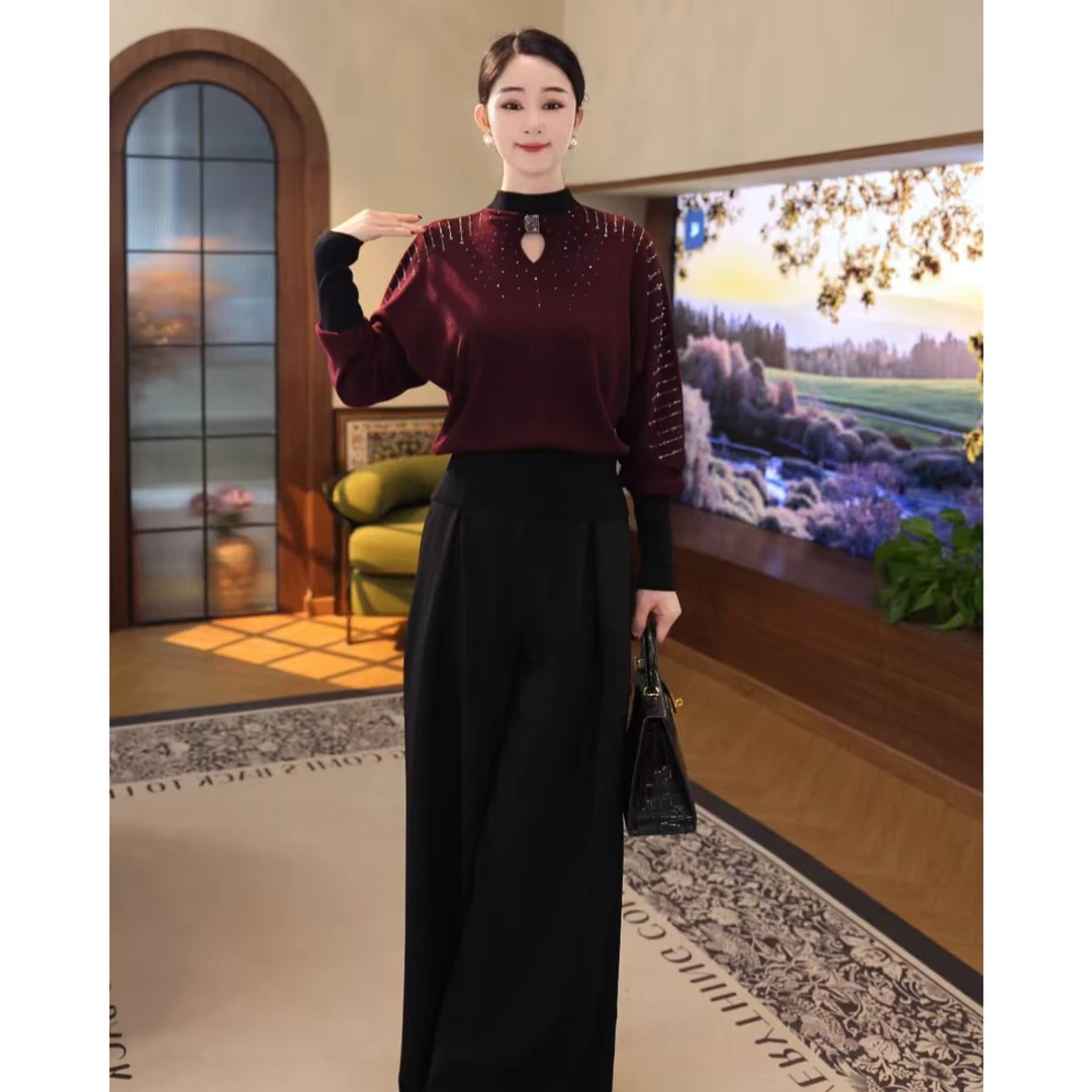 2025秋冬新款女装【QQ-1277JR】含羊毛爆款洋气红色针织衫内搭毛衣