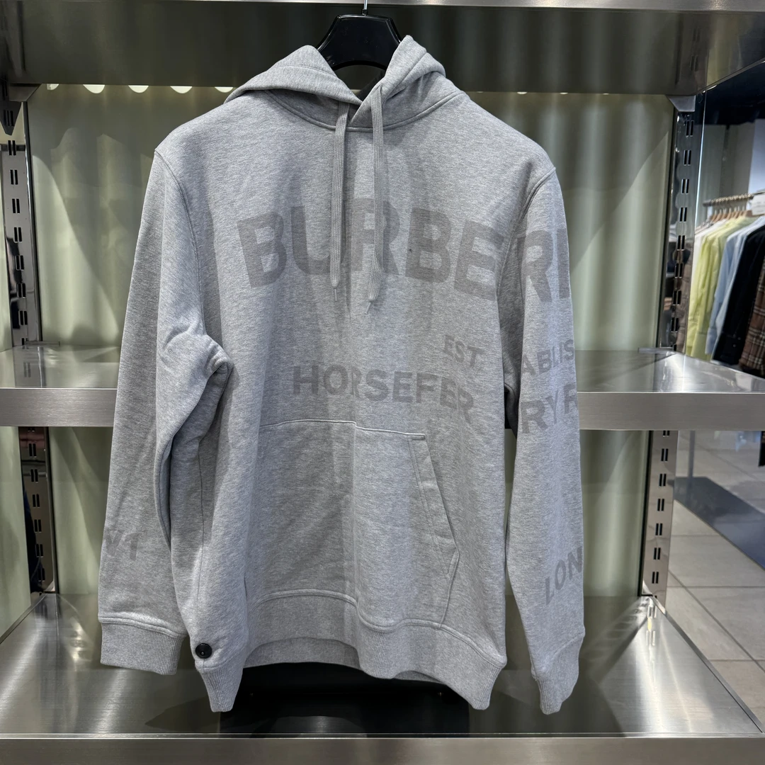 BURBERRY/博柏利休闲时尚大Logo字母印花连帽套头长袖卫衣 男款