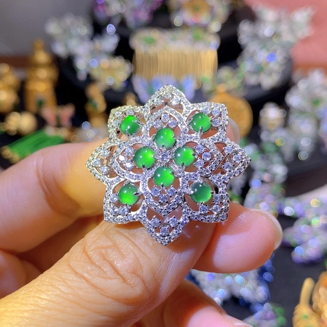吊坠(不含链)银S925镶嵌翡翠