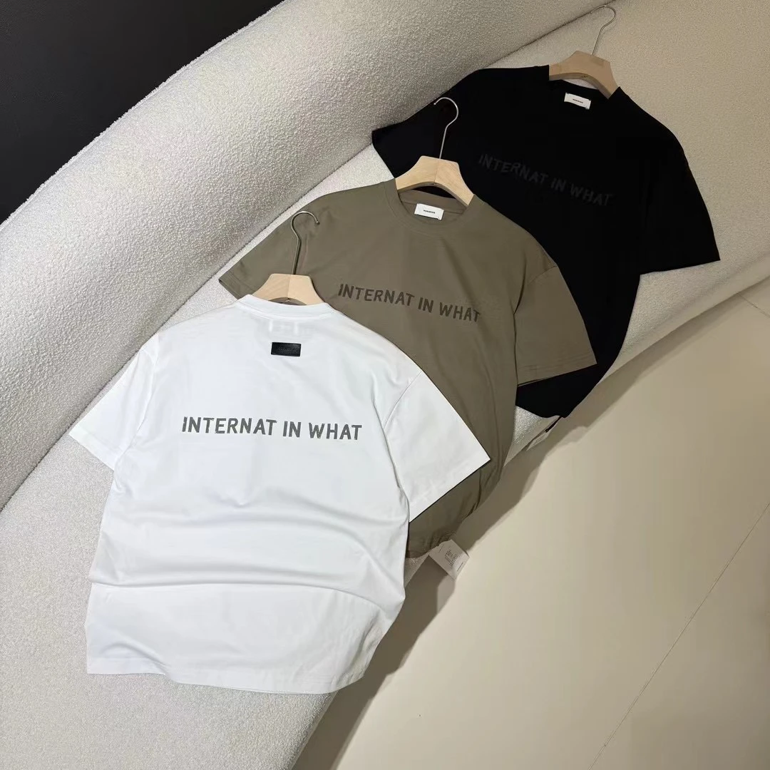 Y1077男士夏季彩色字母印花潮流休闲T恤夏季宽松港风百搭