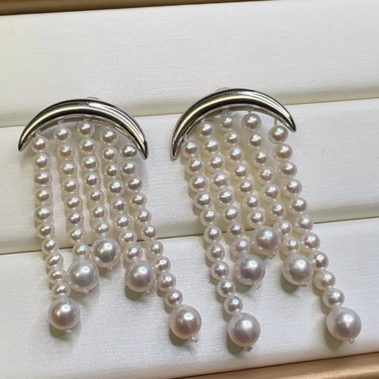 银S925镶嵌耳饰淡水珍珠