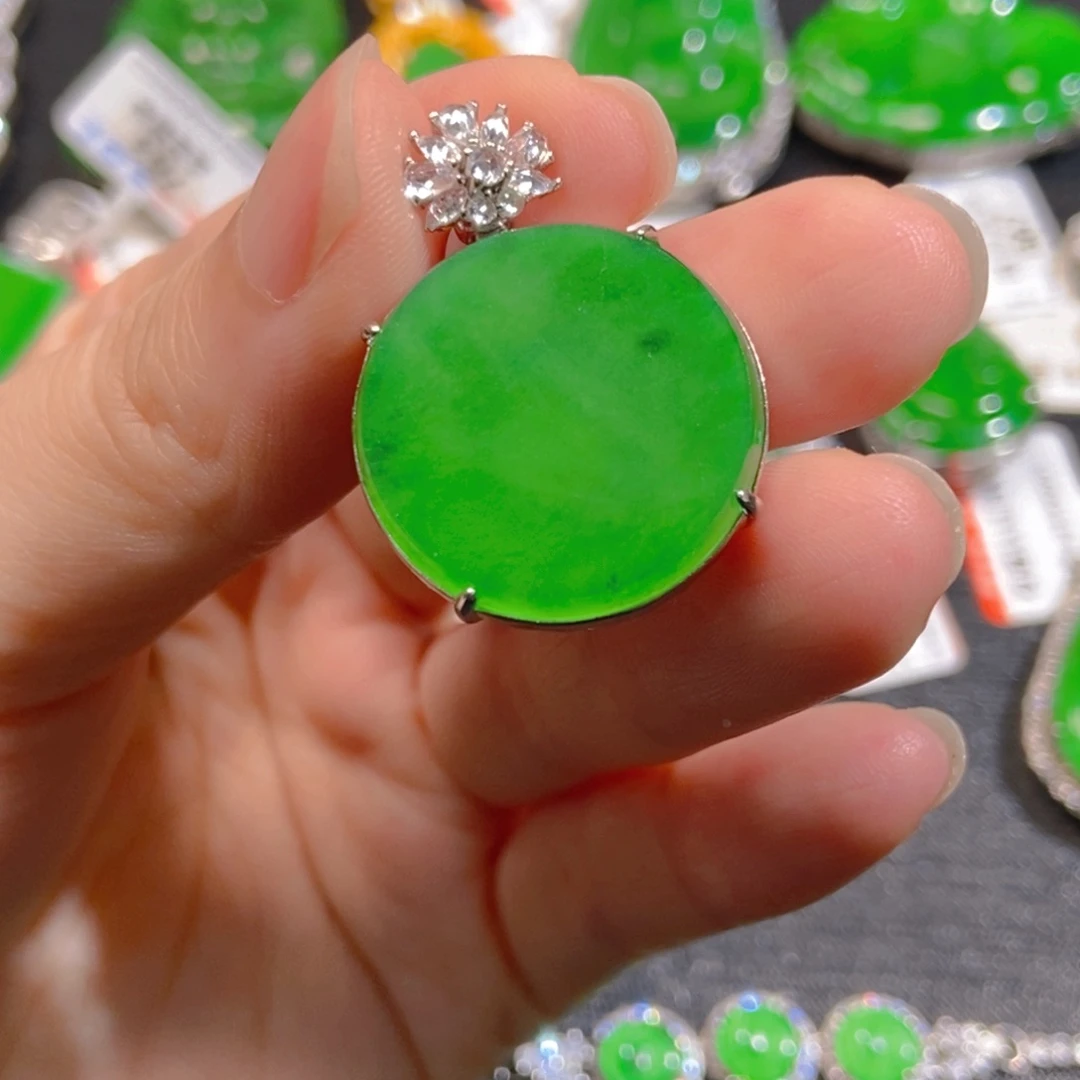 翡翠银S925镶嵌吊坠(不含链)