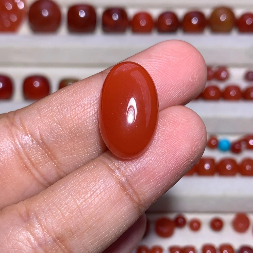 南红玛瑙未镶嵌戒面12.5×20×7.8保山满沙 微沙带