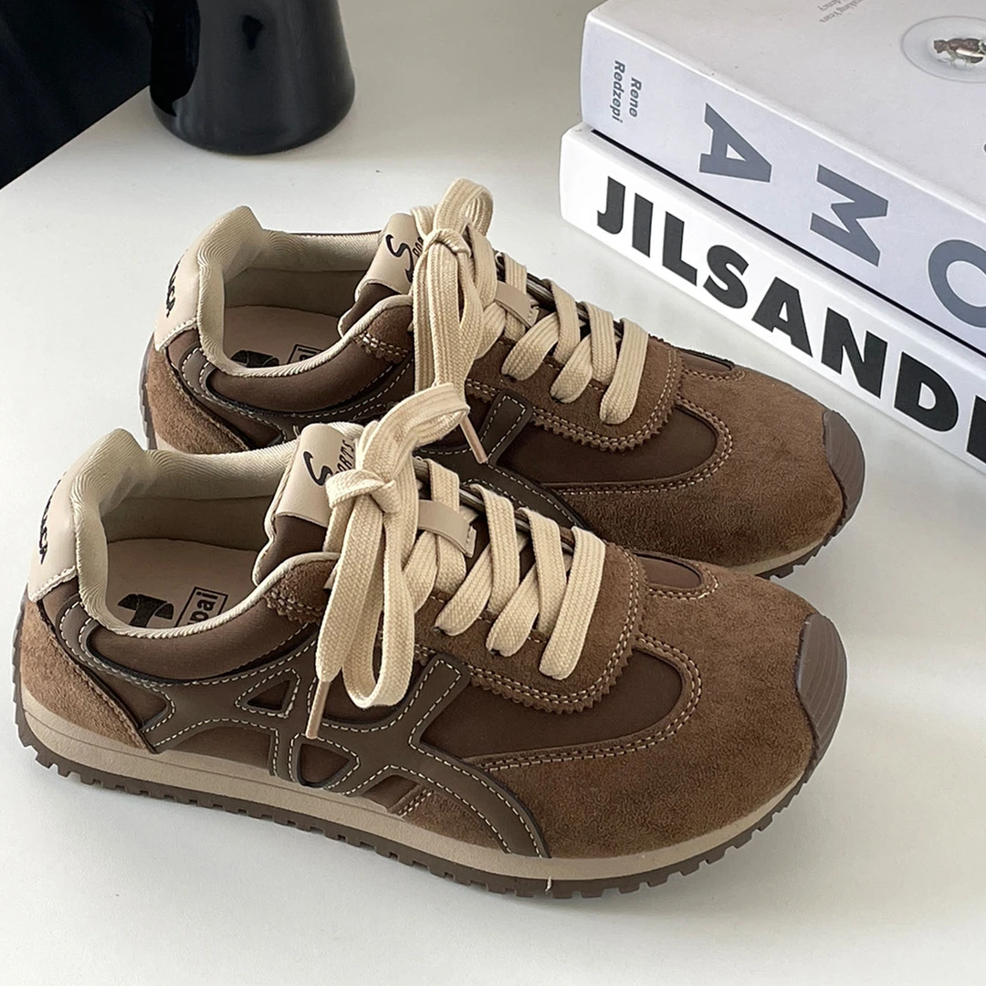 棕色阿甘德训鞋女2025秋冬新款舒适轻便复古休闲百搭跑步运动鞋潮