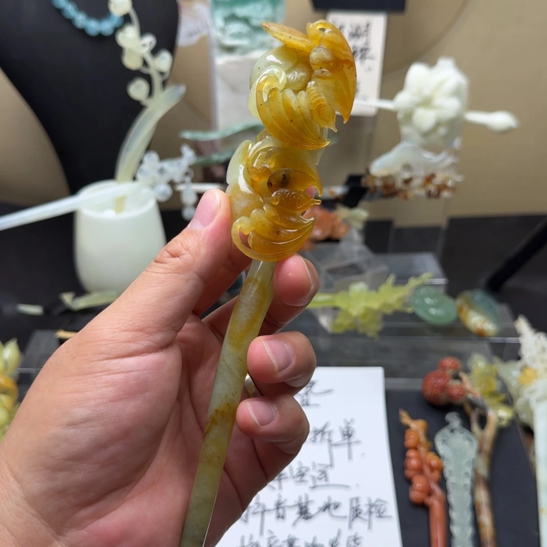 岫玉未镶嵌发饰明君玉簪就是好看