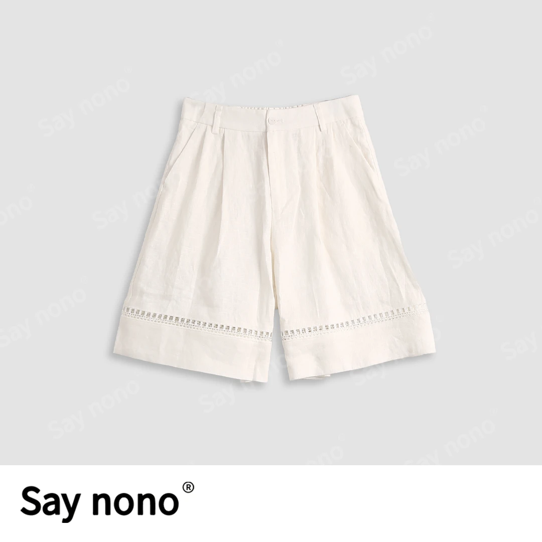 懒猫nono│Saynono 全亚麻时尚休闲短裤/XXF6305
