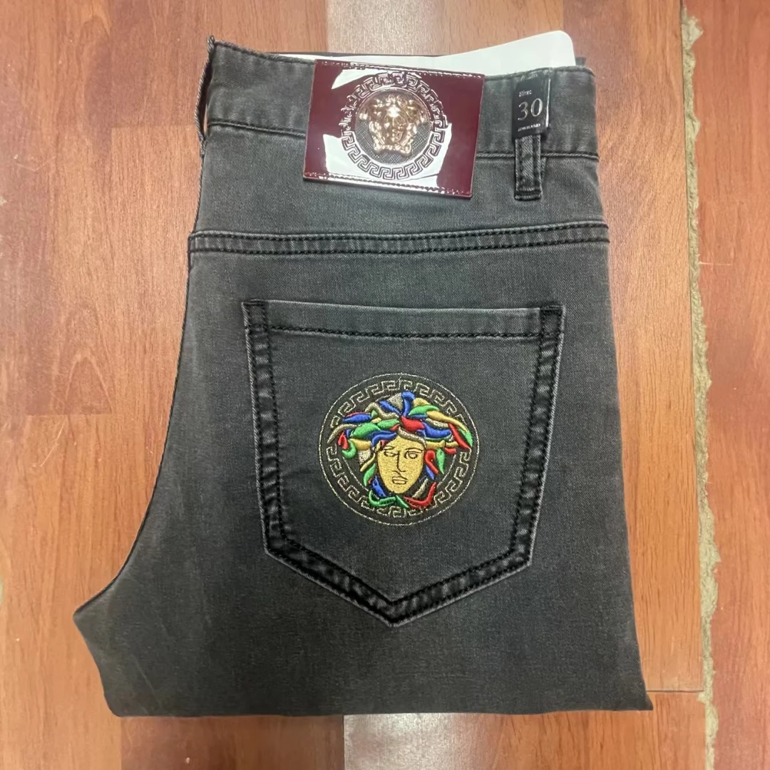 2025轻奢男士夏季弹力新款灰色美女头牛仔裤时尚夏季休闲轻奢