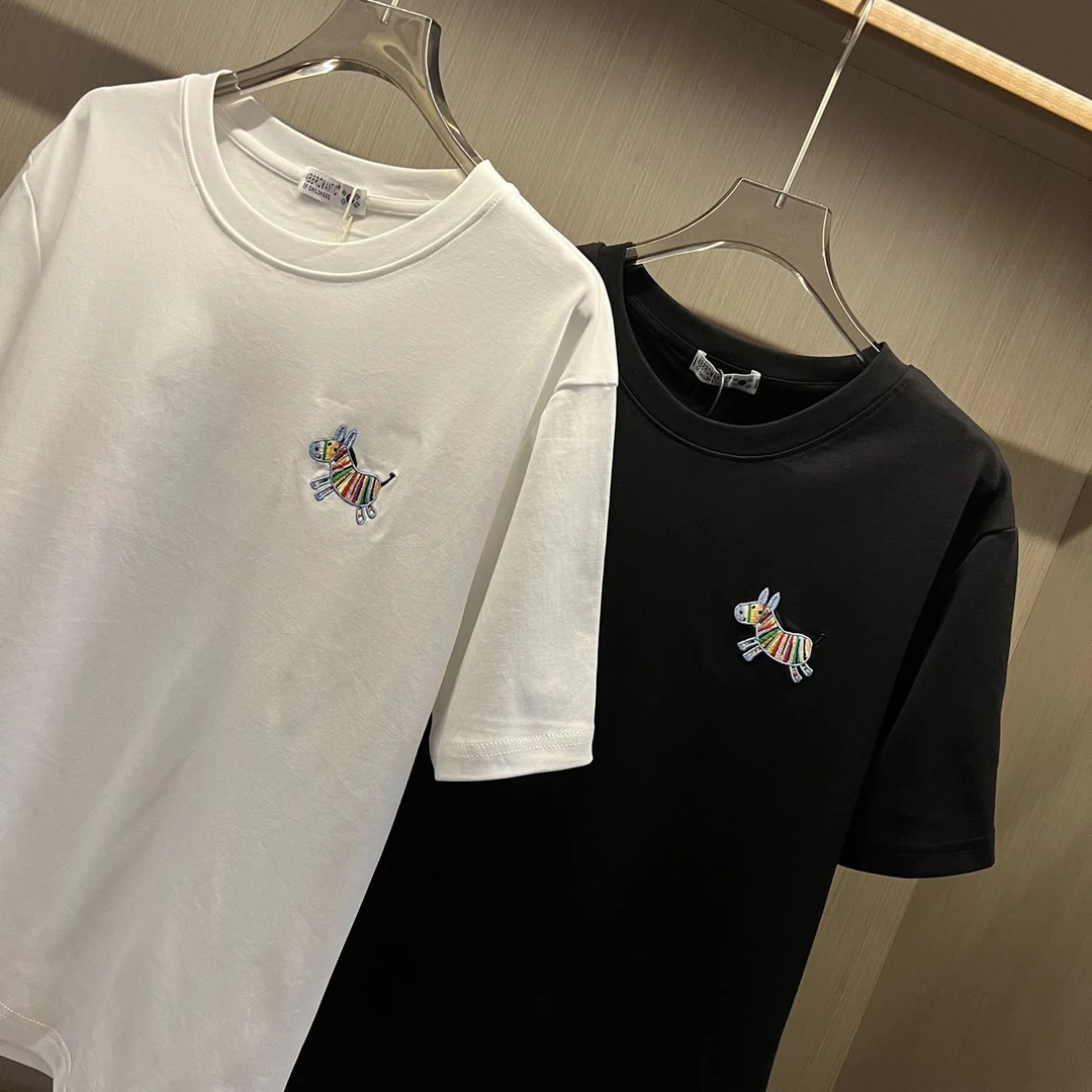 液氨丝柔棉~百搭宽松刺绣小马短袖休闲打底衫女装圆领正肩显瘦T恤