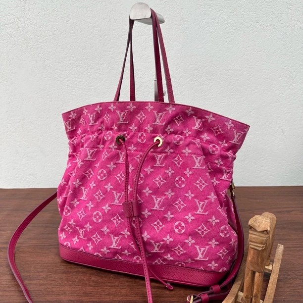 95新 LouisVuitton/路易威登 抽绳牛仔老花托特单肩斜挎包 118926