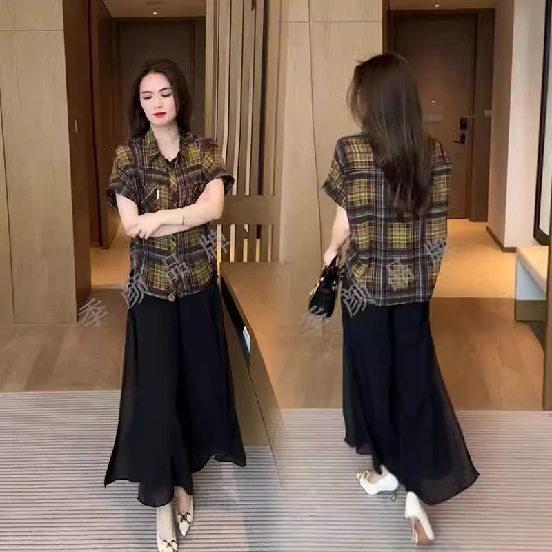 格子衬衫夏装2025年新款女装时尚减龄小衫洋气质显瘦漂亮短袖上衣