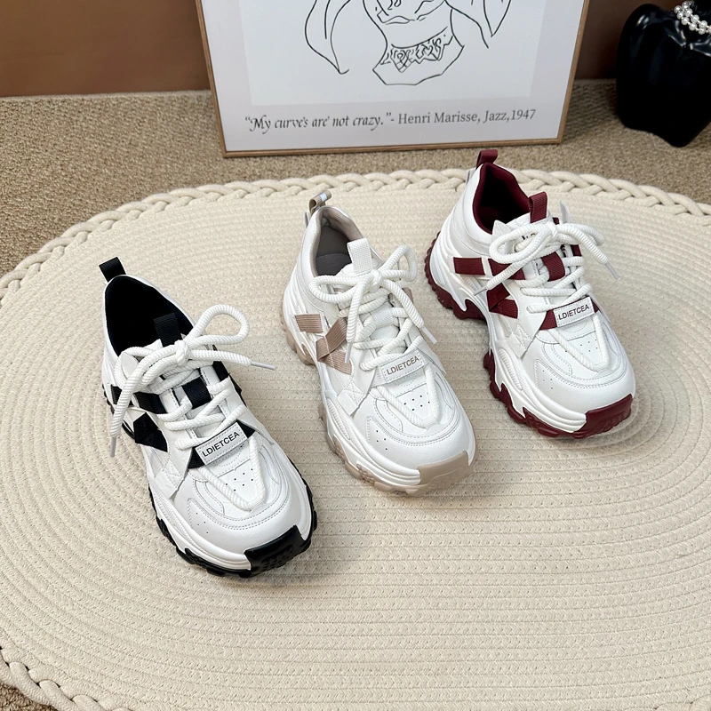 【高品质】老爹鞋女款2024新款秋冬季加绒厚底增高小个子运动休闲鞋