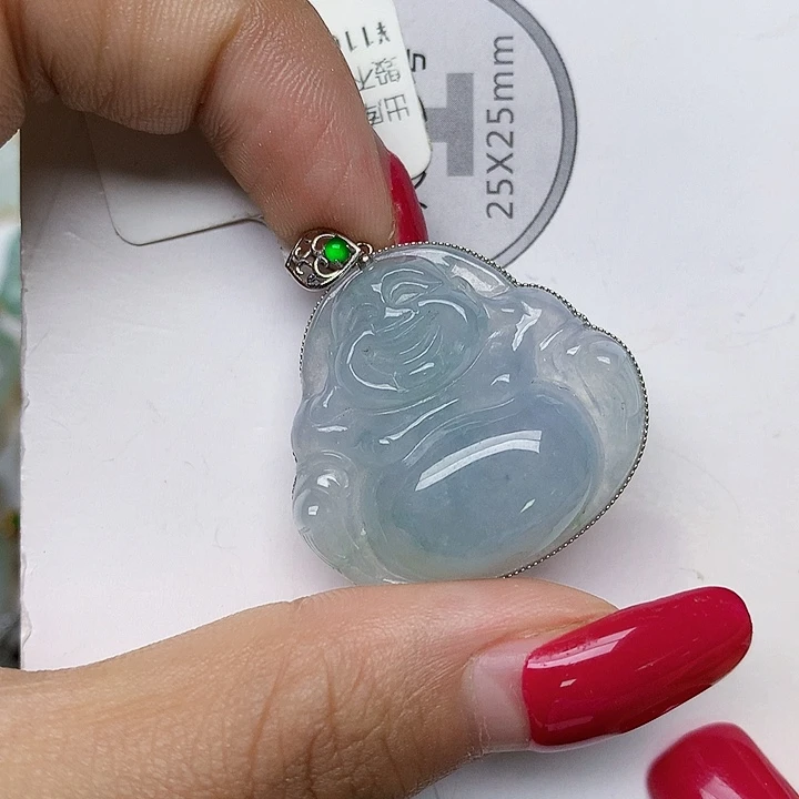 颈饰18K金镶嵌翡翠天然翡翠
