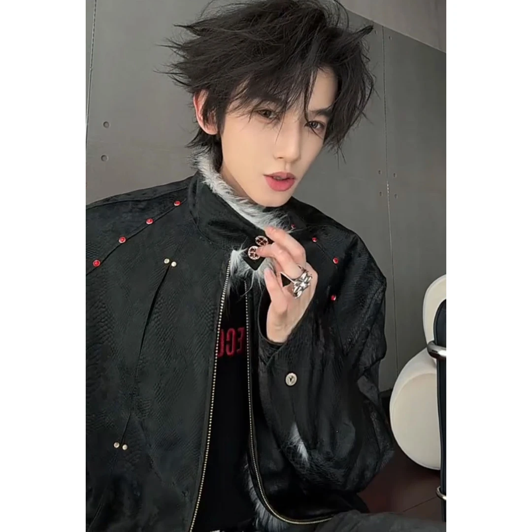 ArguE CulturE雪地银狐仿狼毛座山雕男冬季加厚立领皮衣棉服外套