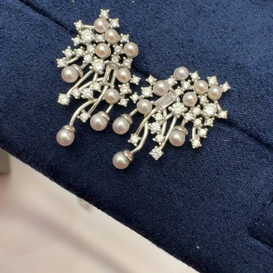 淡水珍珠耳饰银S925镶嵌