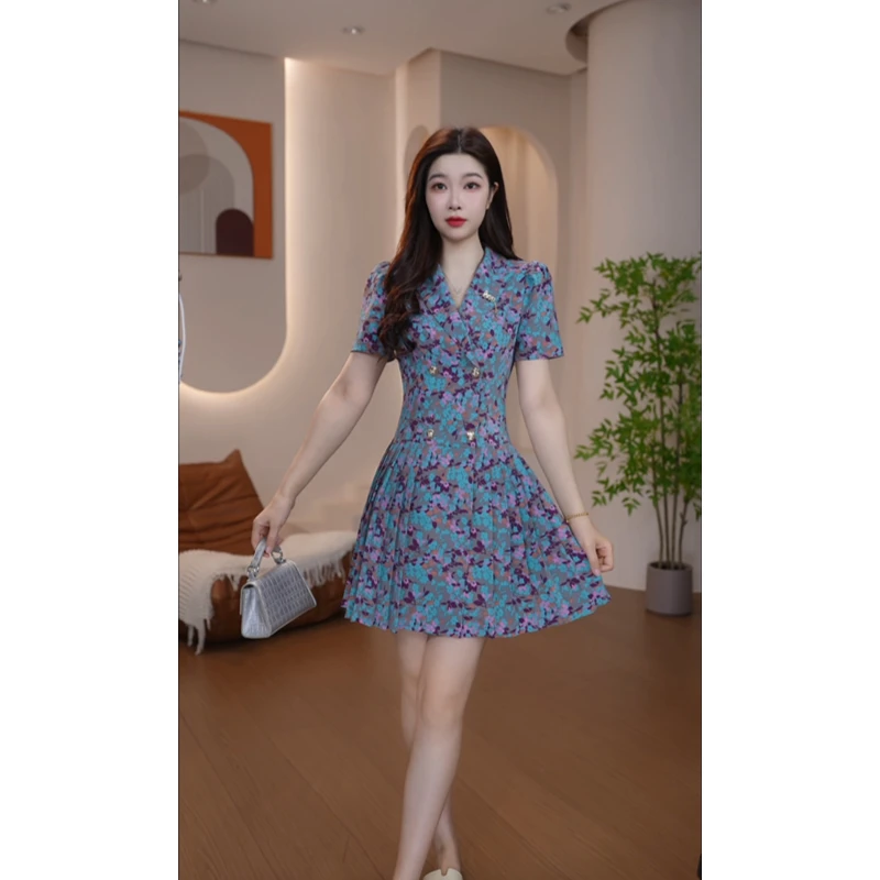 【蒂妮佳】1714囯内设计师品牌女装夏季新款气质收腰连衣裙