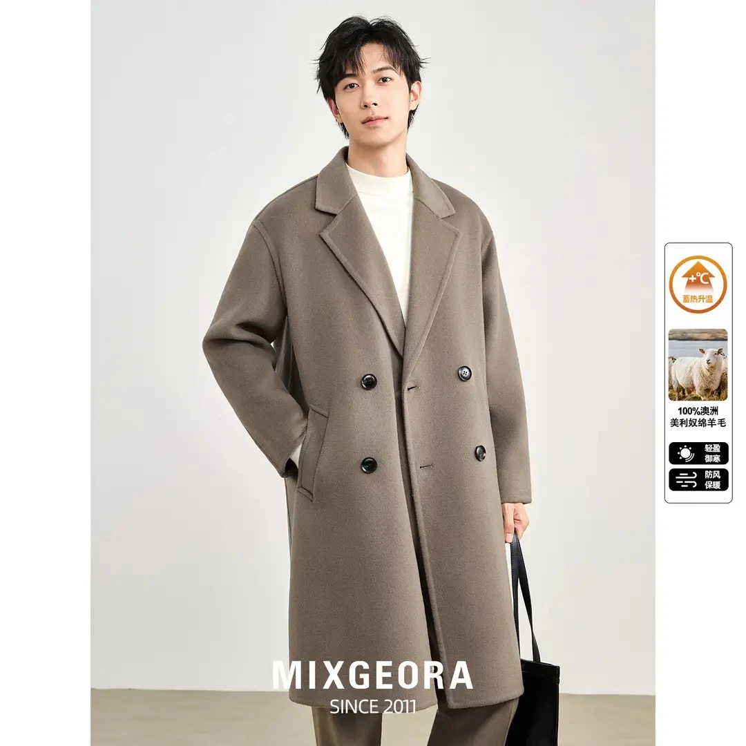 【耀眼老钱风-长款】绵羊毛双面呢大衣男士休闲秋冬新款高级感风衣