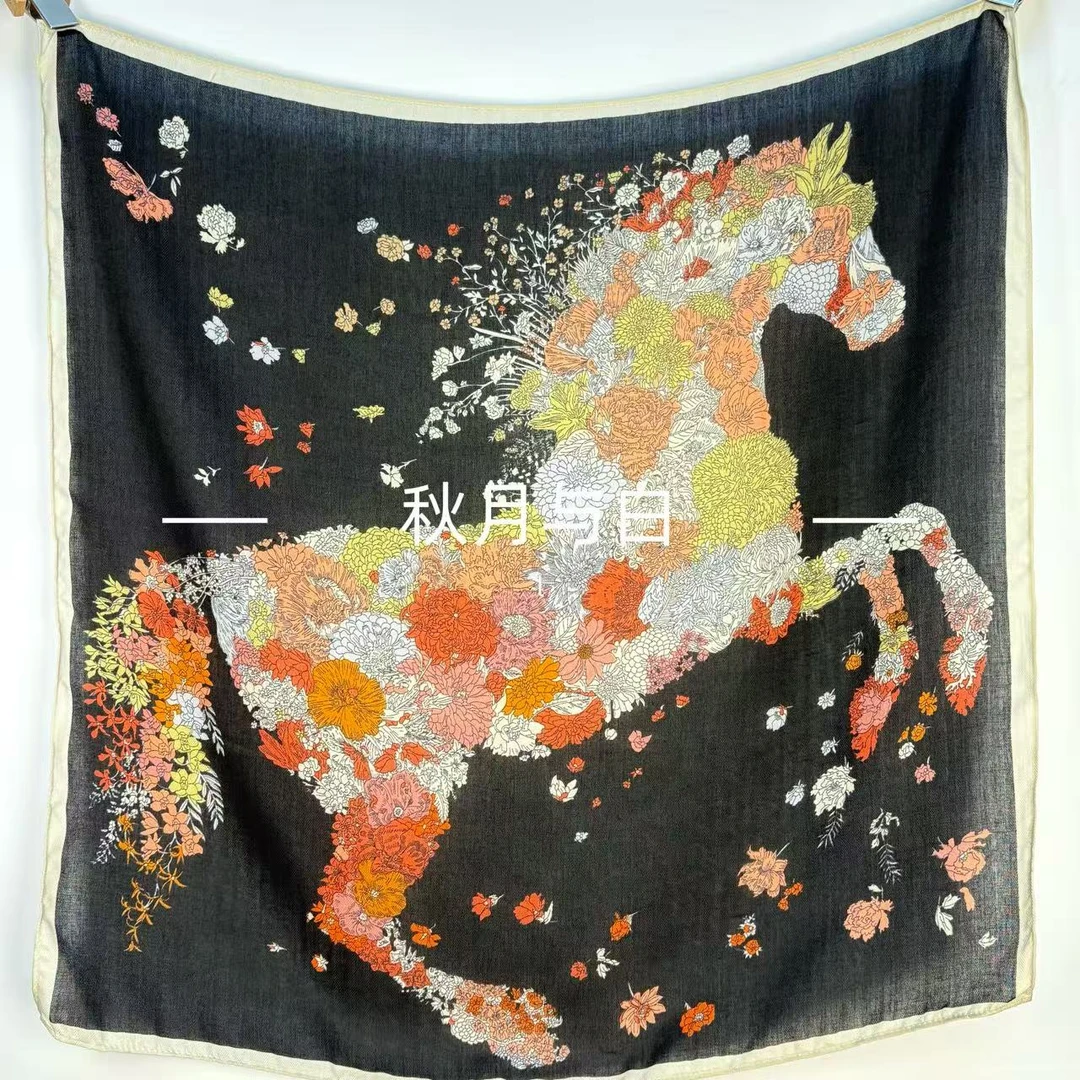 70方巾法式马防晒成人欧美风不掉色丝巾花丝气质百搭女士小飞马