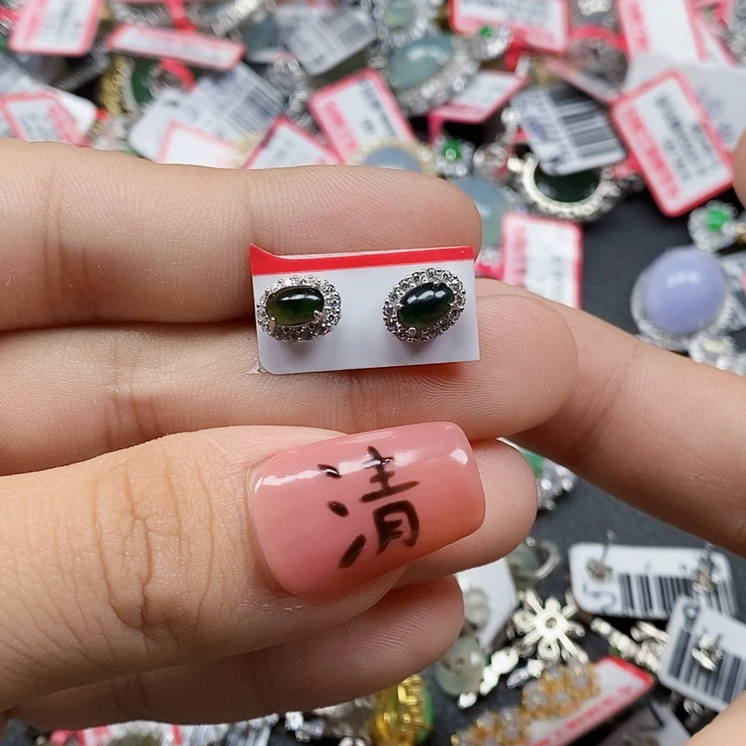 翡翠银S925镶嵌戒指天然A货缅甸翡翠