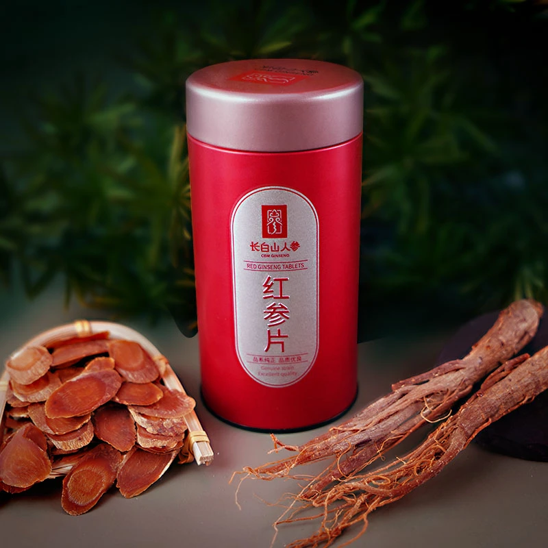 【女性佳品】长白山人参罐装红参片送礼泡水1.4cm100克
