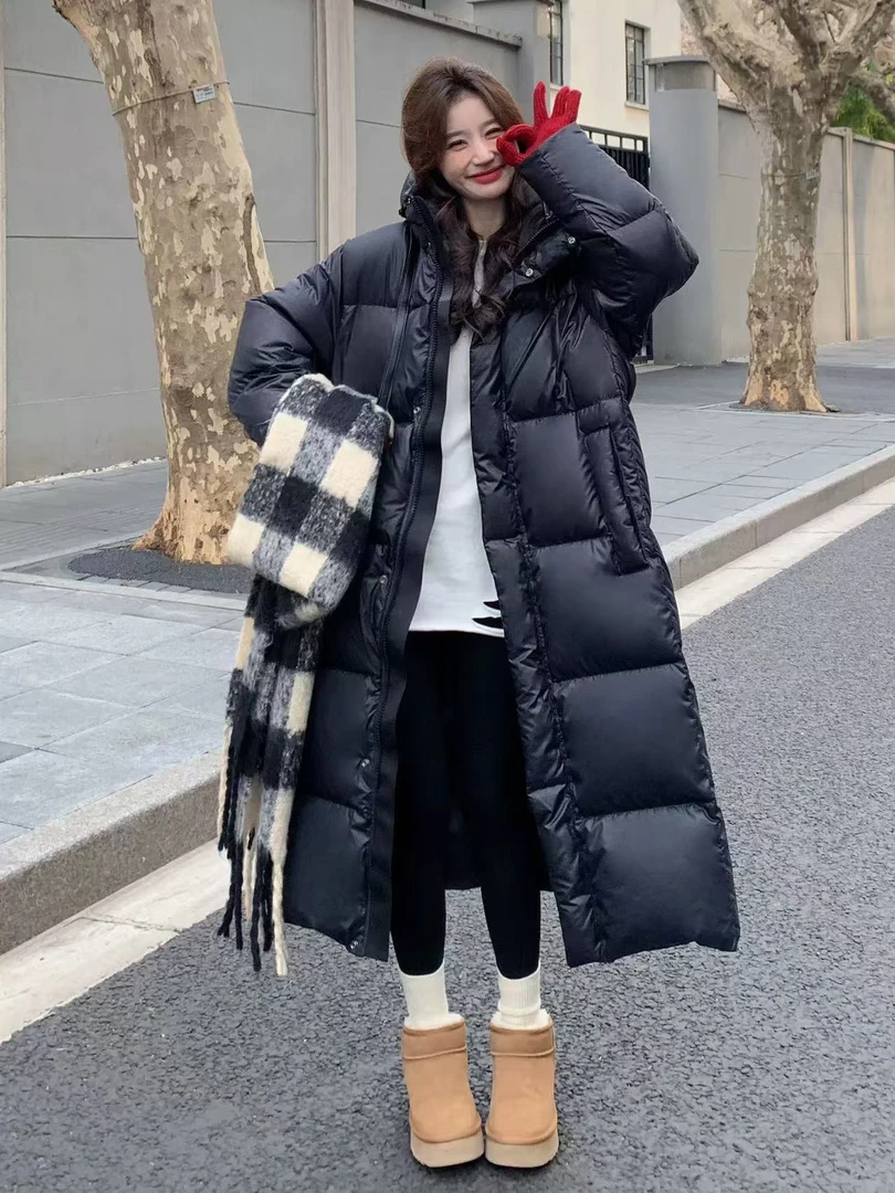 2【玛丽设计款】高端女长款2024新款过膝加厚外套黑色情侣YY901