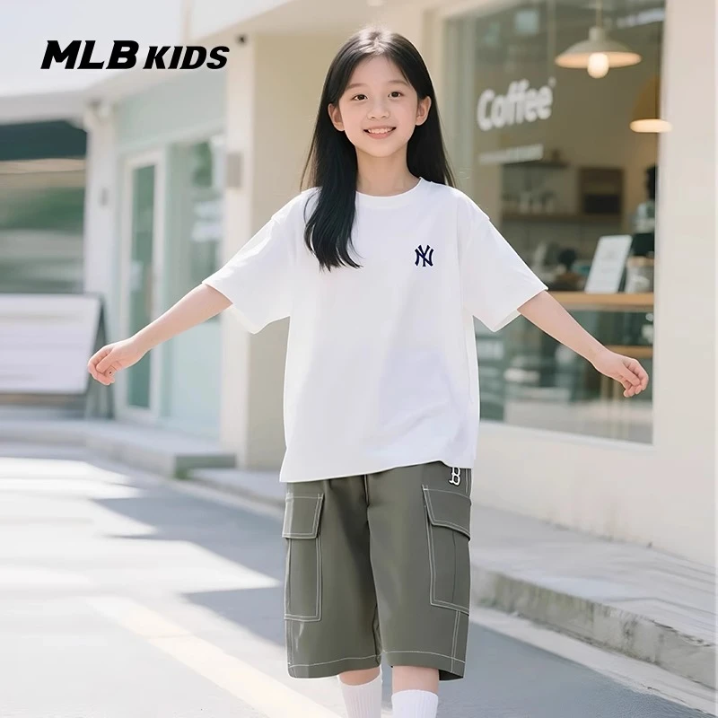 MLB儿童官方男女童吸睛纯色休闲户外工装短裤25春夏新款7ASMB0453