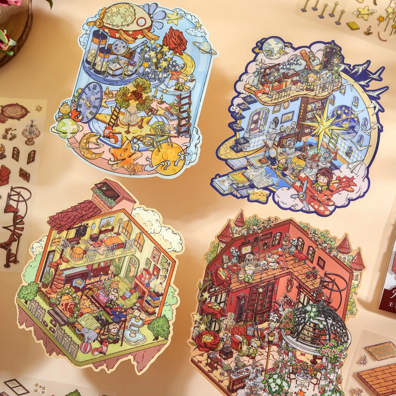 纸先生王子童话书造景贴纸微缩3D收纳场景益智手帐解压diy大贴纸