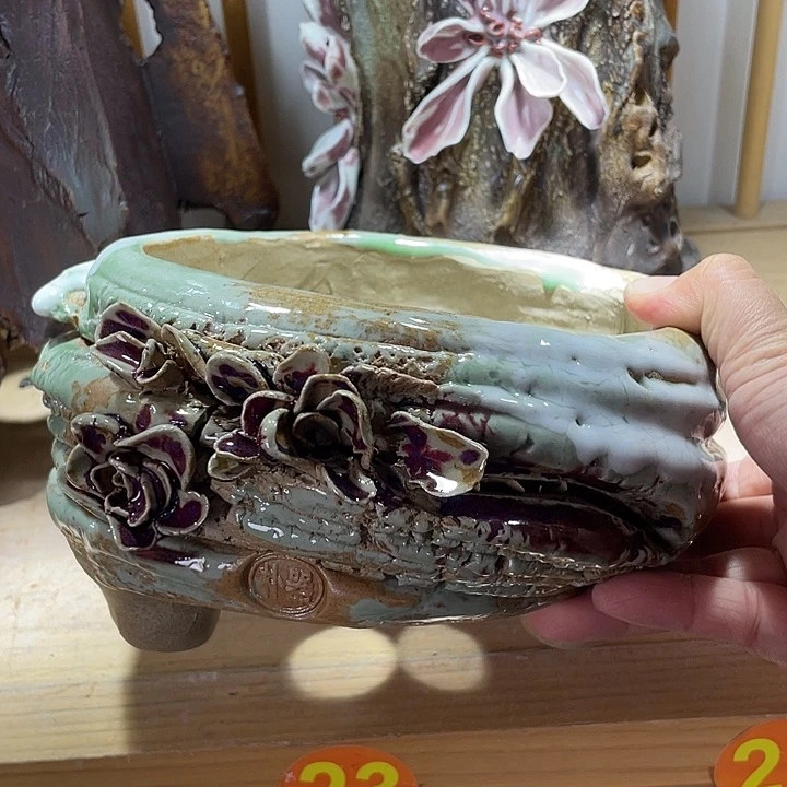 紫砂花盆景德镇陶瓷 特价孤品瑕疵