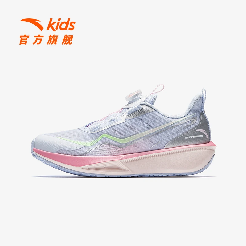 安踏儿童女大童跑鞋2025夏季新款青少年专业跑鞋纽扣透气运动鞋子