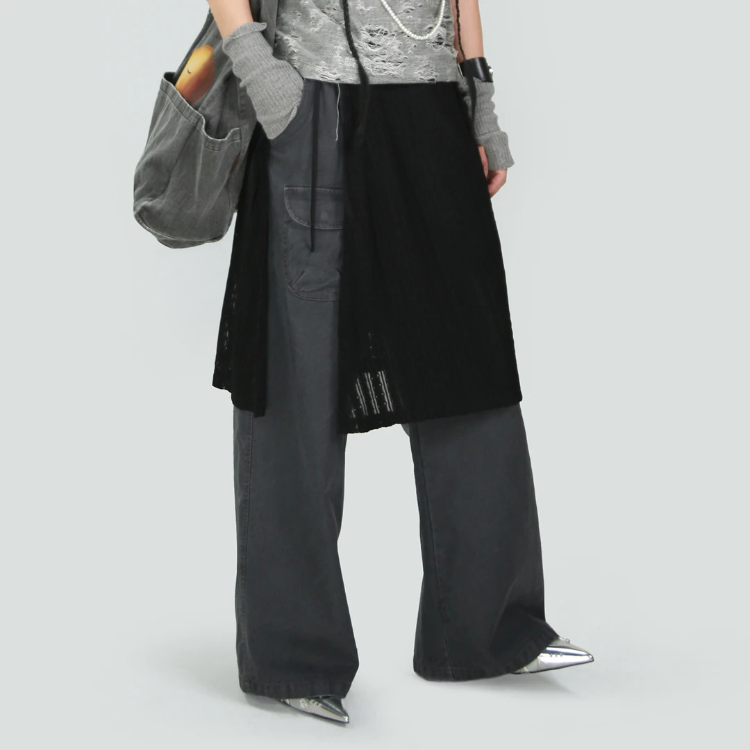 嬉游记原创2025秋新款叠穿神器镂空屁帘女遮臀显瘦牛仔裤配饰裙罩