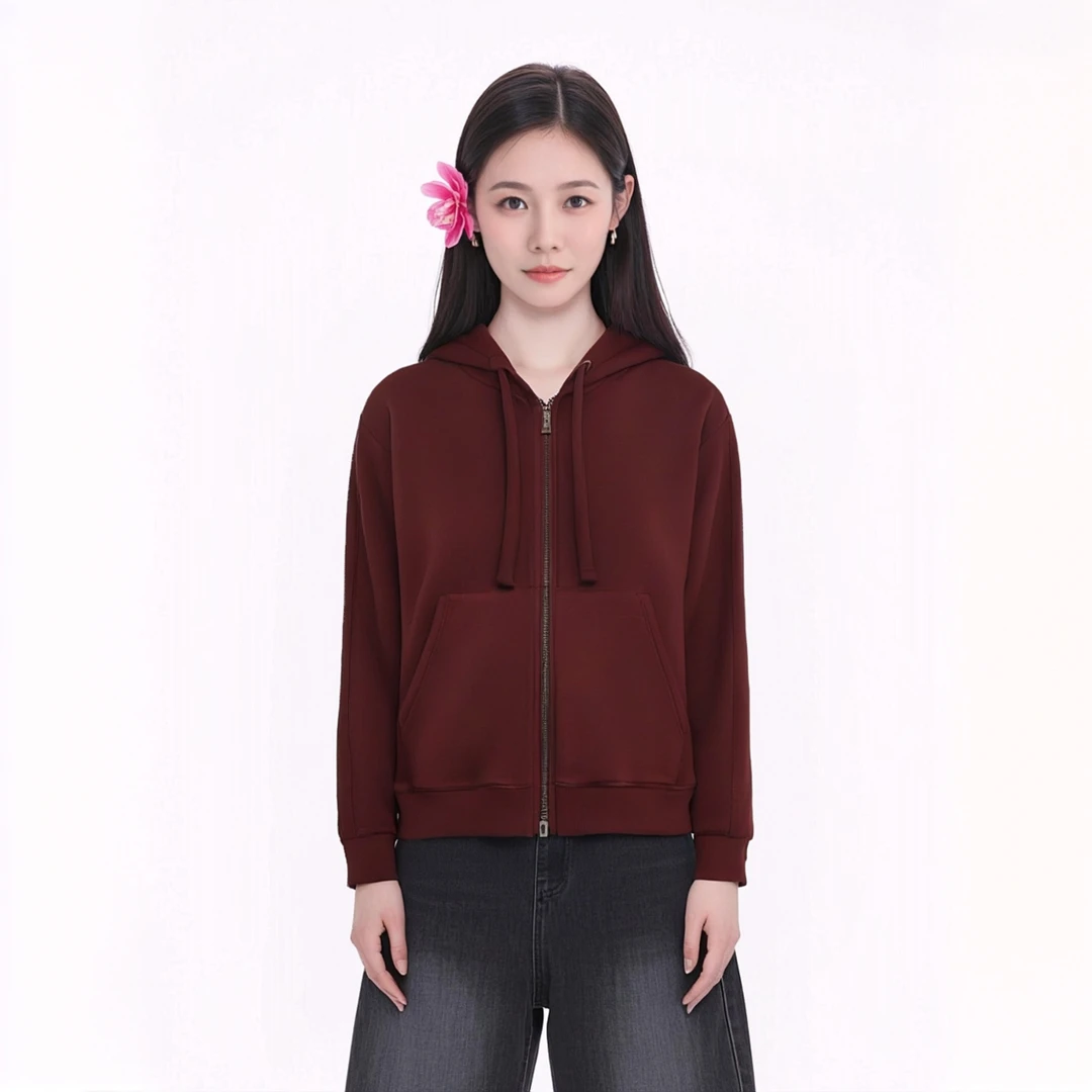 0488【冬季新款】秋冬宽松拉链连帽男女同款外套W2519