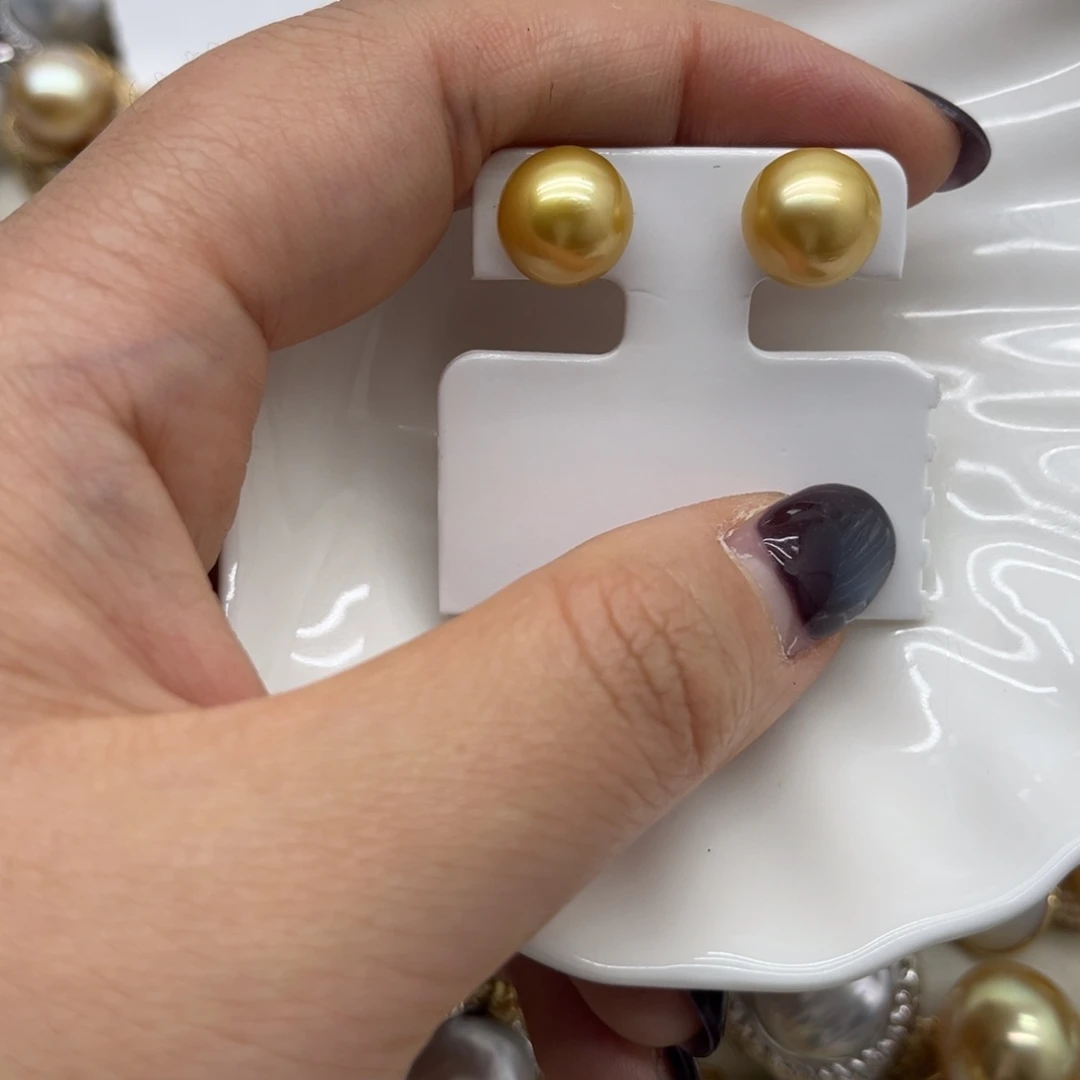 耳饰银S925镶嵌拼合珍珠（马贝珠）